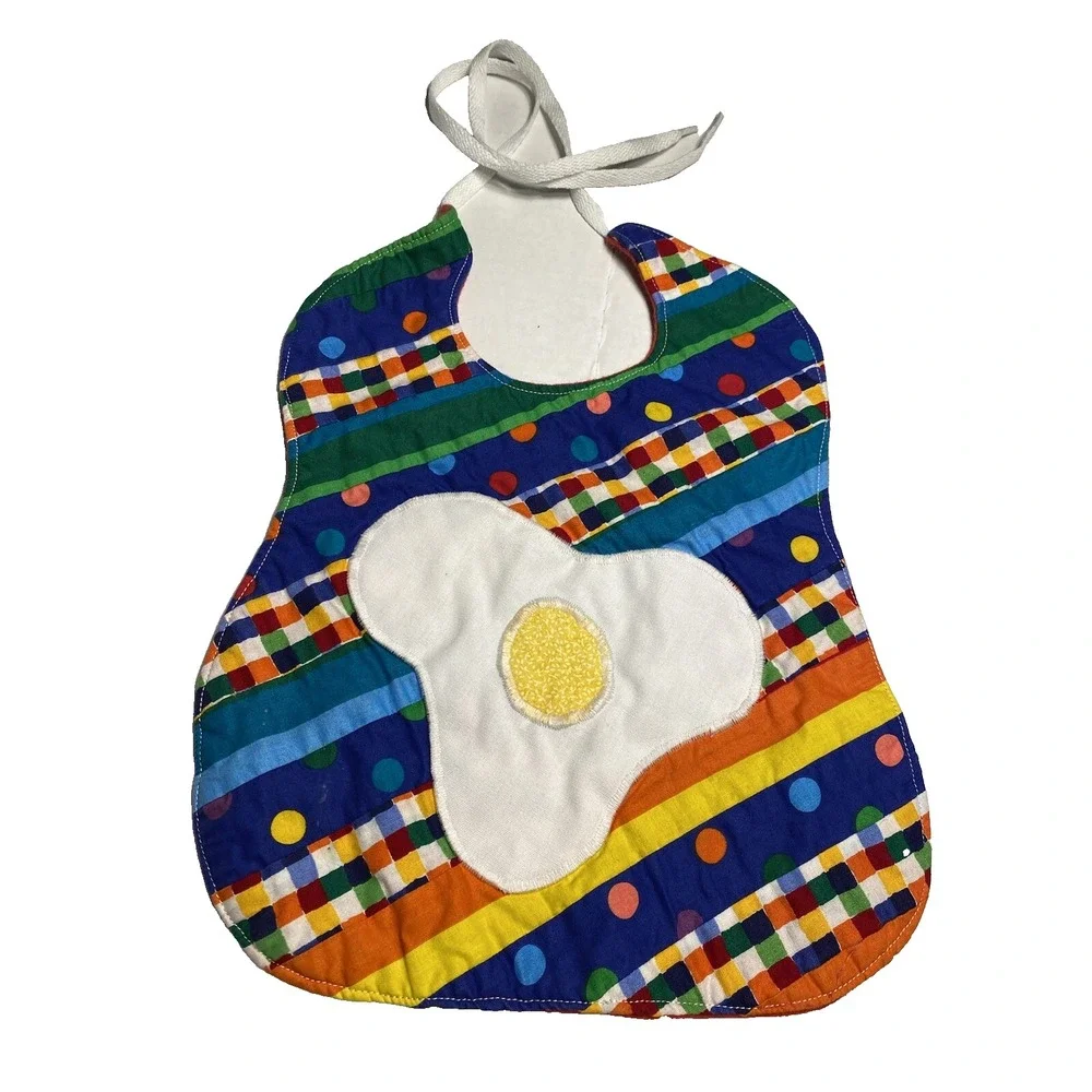 toddler bib vintage‎ handmade fried egg ties larger size